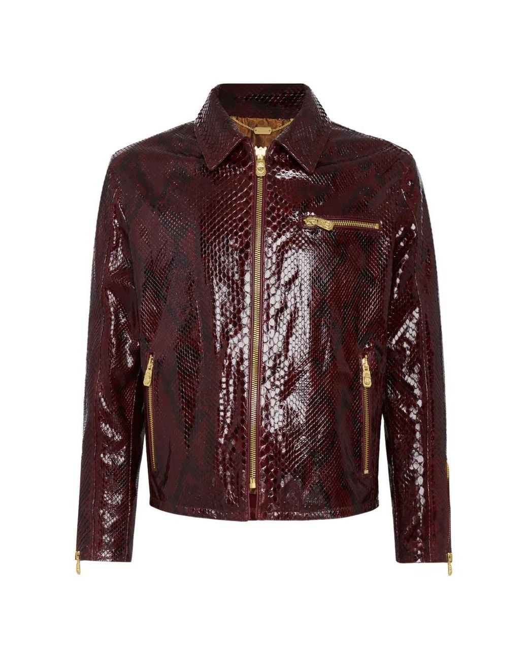 Billionaire Purple Snakeskin-Effect Zipped Jacket for men