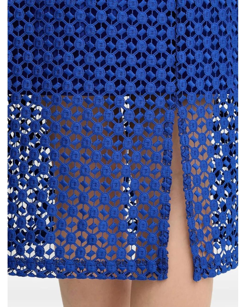 Joseph Ribkoff Blue V-Neck Lace Midi Dress