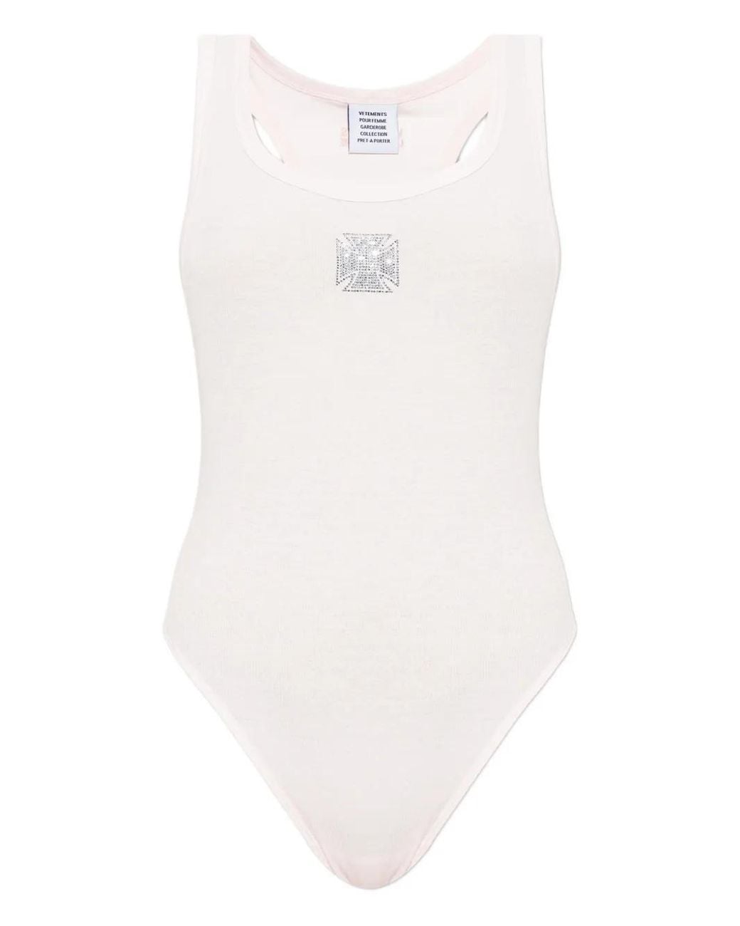 Vetements White Rhinestone Tank Top