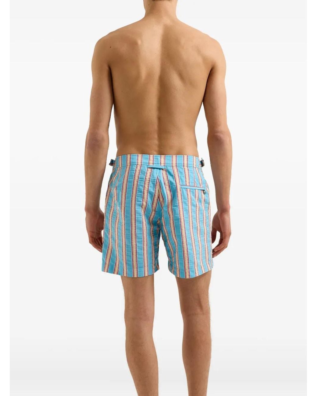 Orlebar Brown Blue Mid-Length Deckchair Stripe Swim Shorts for men