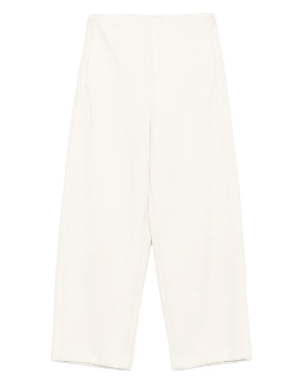 Max Mara White Cropped Palazzo Trousers
