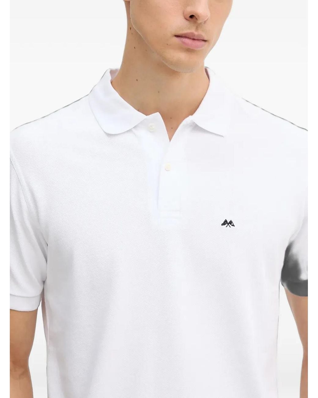 Lindbergh White Embroidered-Logo Polo Shirt for men
