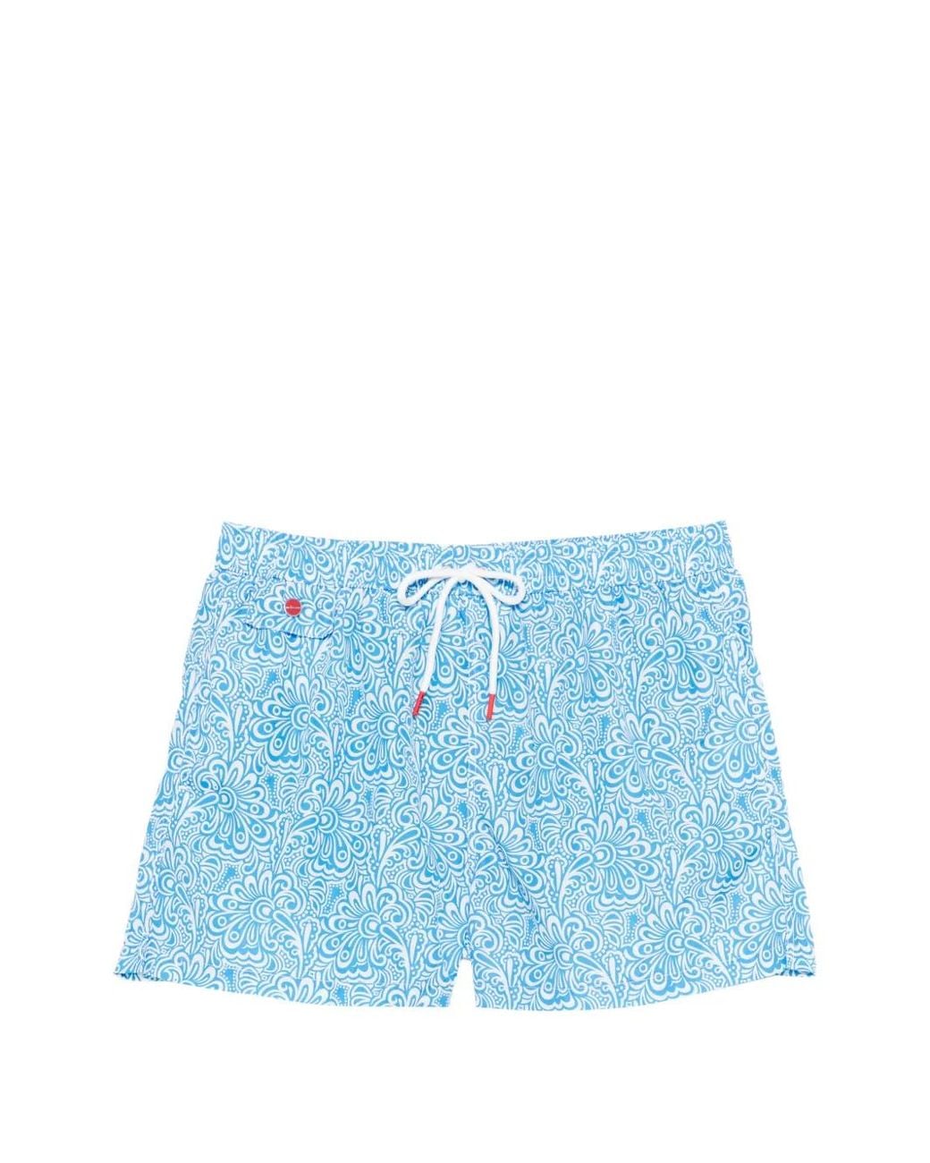 Kiton Blue Short De Bain À Fleurs for men