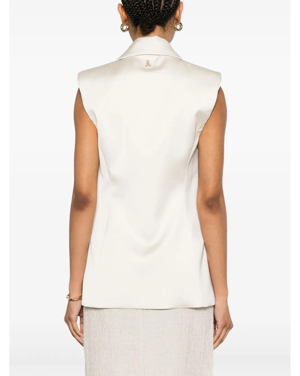 Patrizia Pepe White Satin-Finish Waistcoat