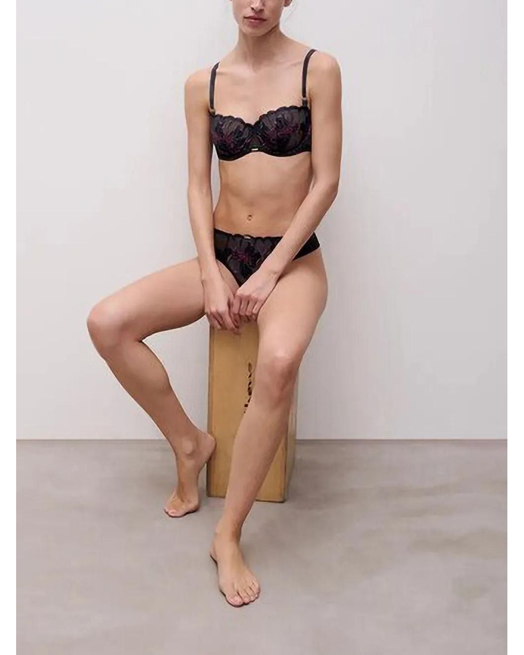 Chantelle Black Soutien-Gorge Brodé À Bordure En Dentelle