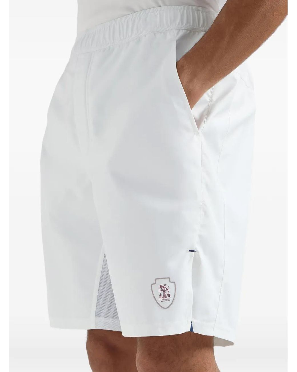 Brunello Cucinelli White Nylon Shorts With Logo for men
