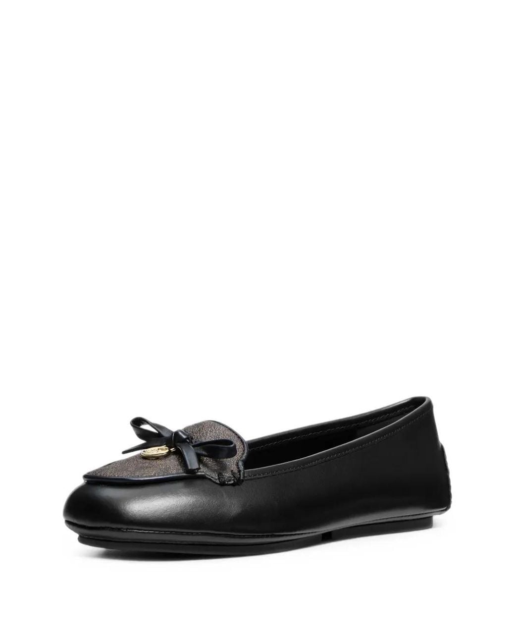 Michael Kors Black Leather Moccasins With Exclusive Wendy Logo