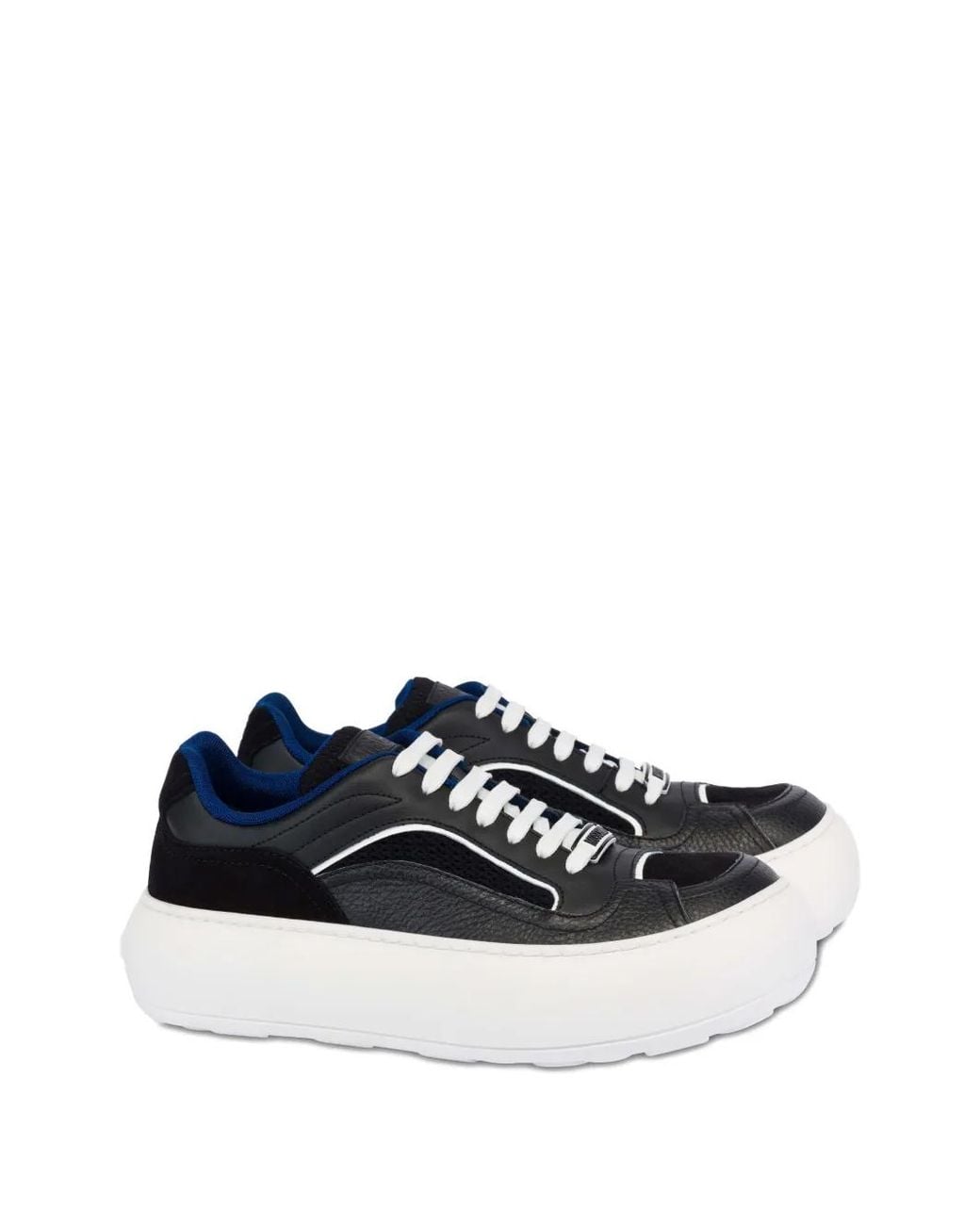 Moschino Blue Mesh, Calfskin, And Suede Sneakers for men