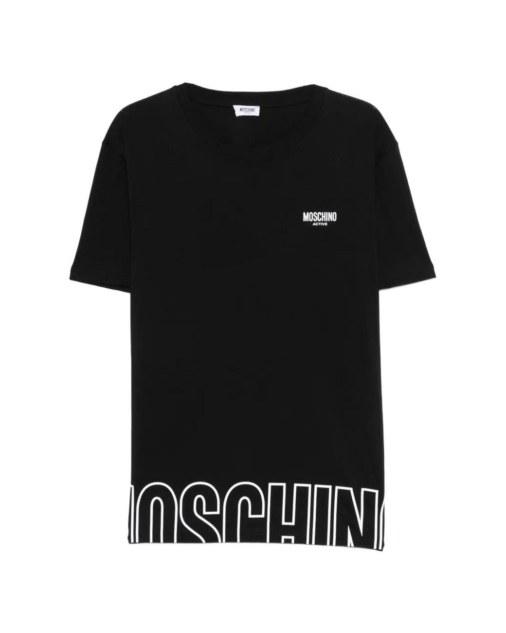 Moschino Black Cotton Logo T-Shirt for men