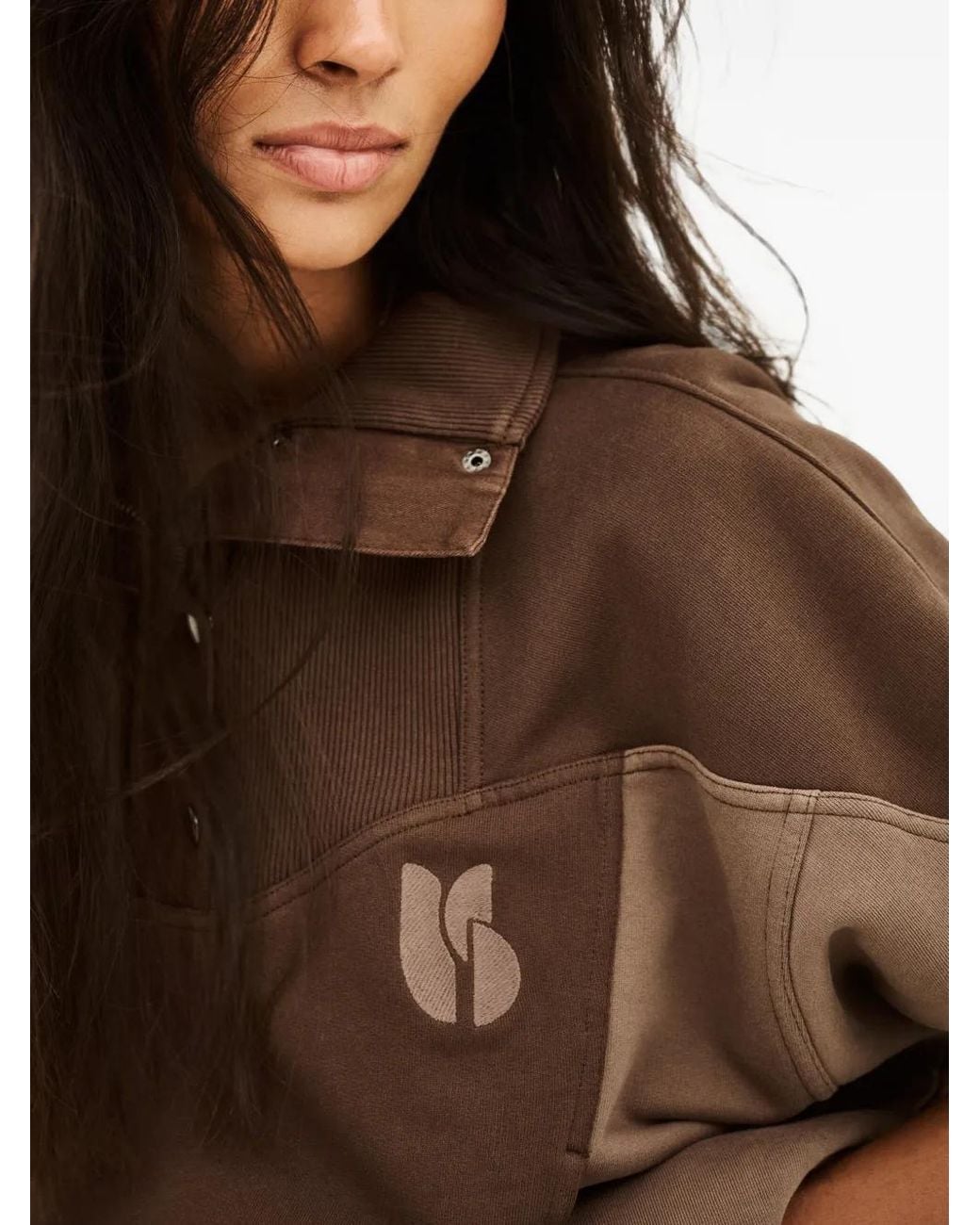 Ba&sh Brown Jessy Colour-Block High-Neck Sweater
