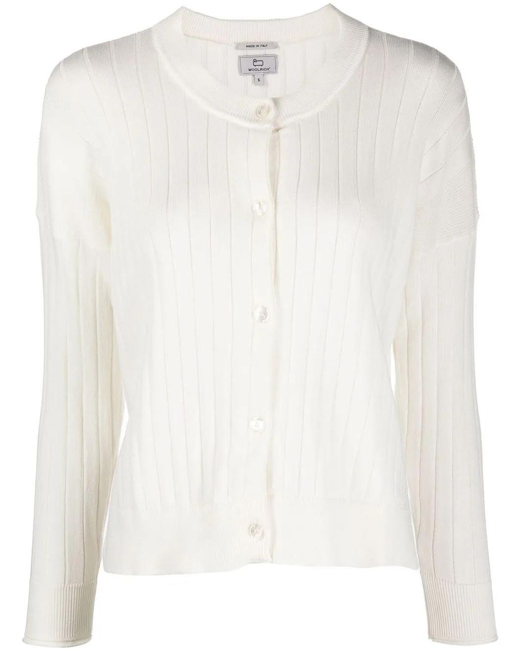 Woolrich White Button-Fastening Cotton Cardigan