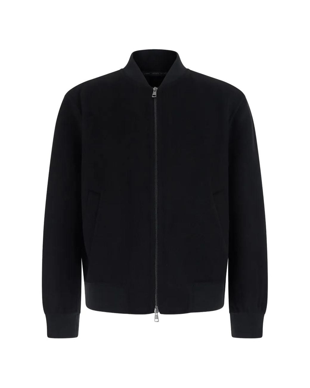 Low Brand Black Zip-Up Wool Bomber Jacket for men