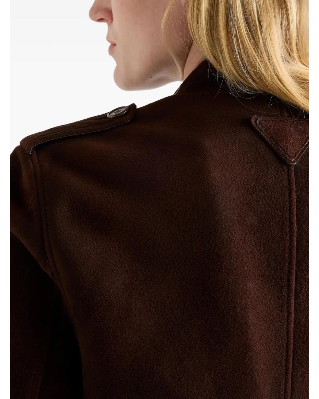 Chaqueta De Ante Con Botones Prada de color Brown