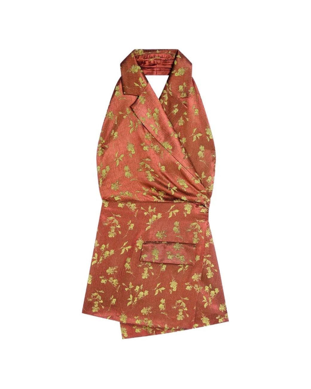 Dries Van Noten Orange Backless Jacquard Top