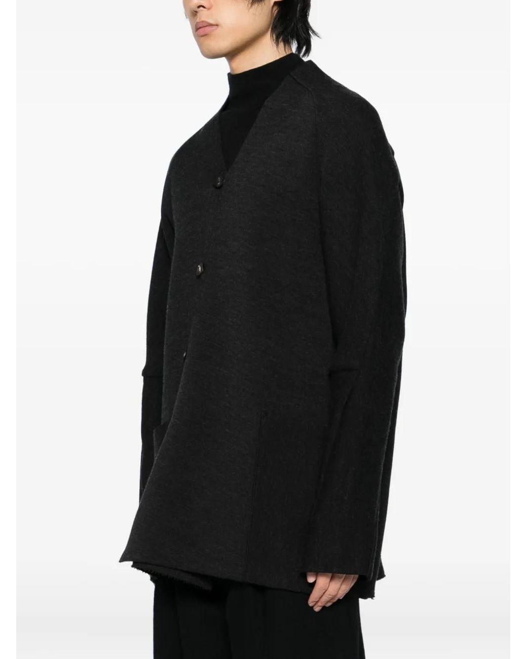 DEVOA Black Button-Front Jacket for men