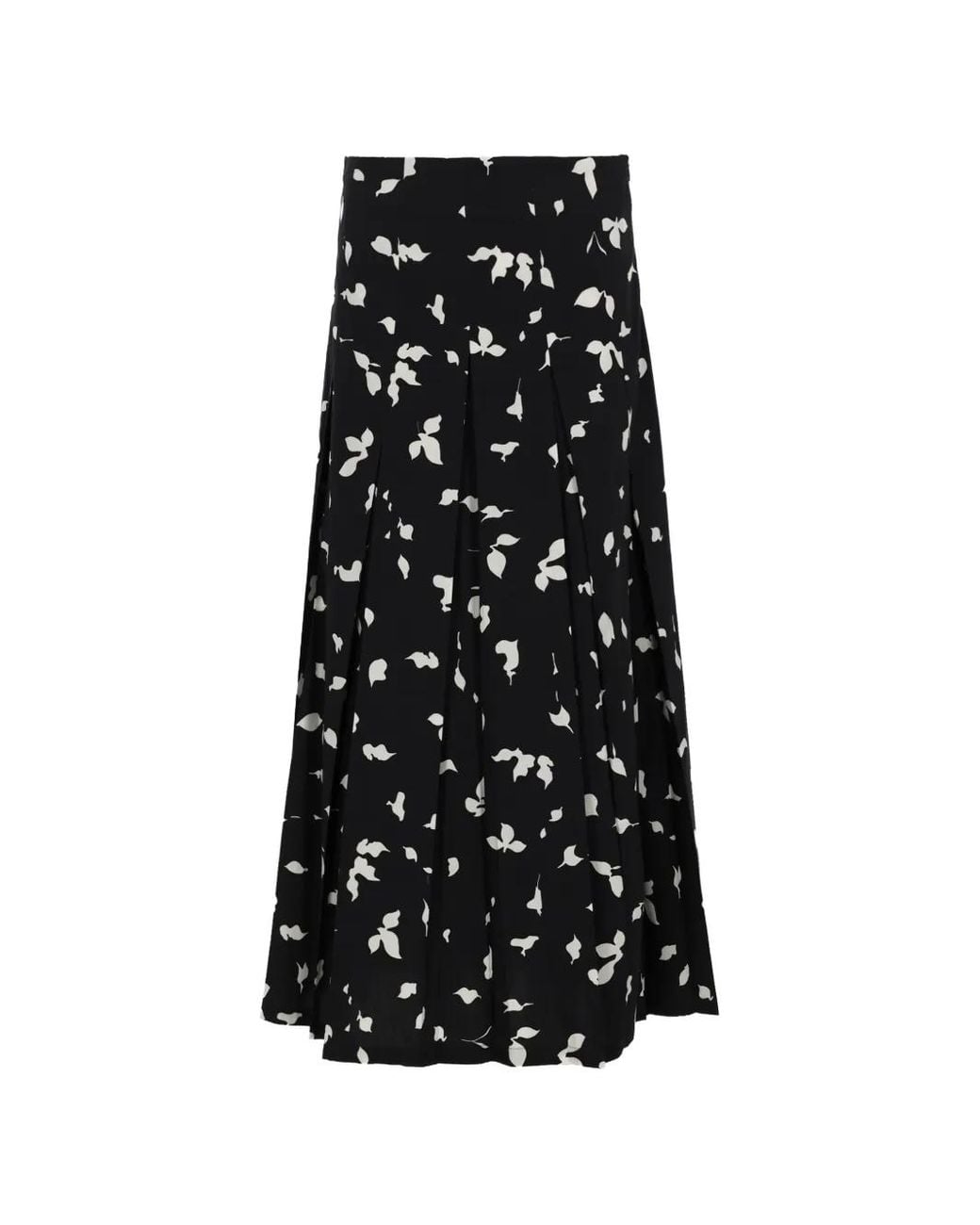 Alysi Black Pleated Floral Skirt