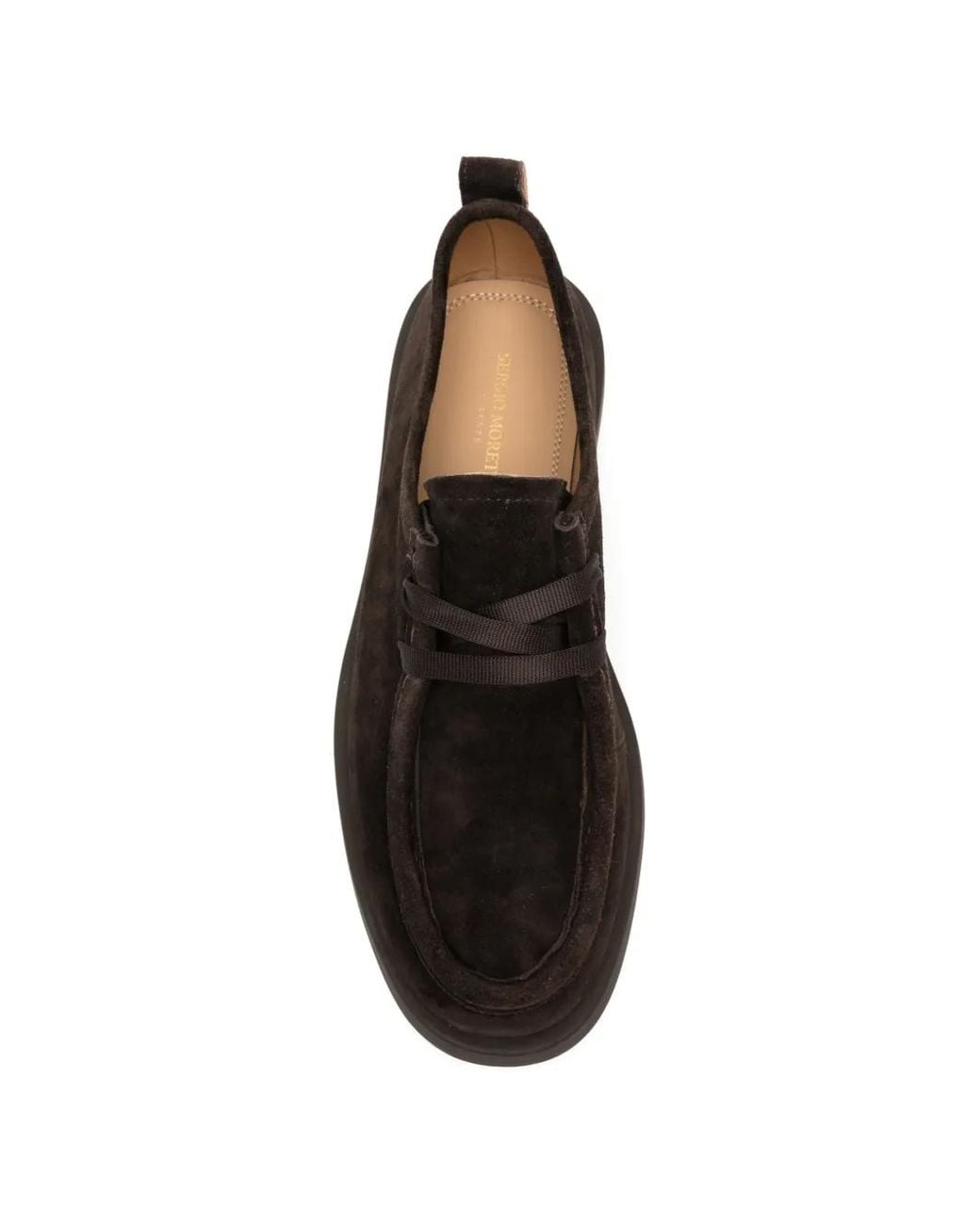 SERGIO MORETTI FIRENZE Black Suede Apron-Toe Derby Shoes