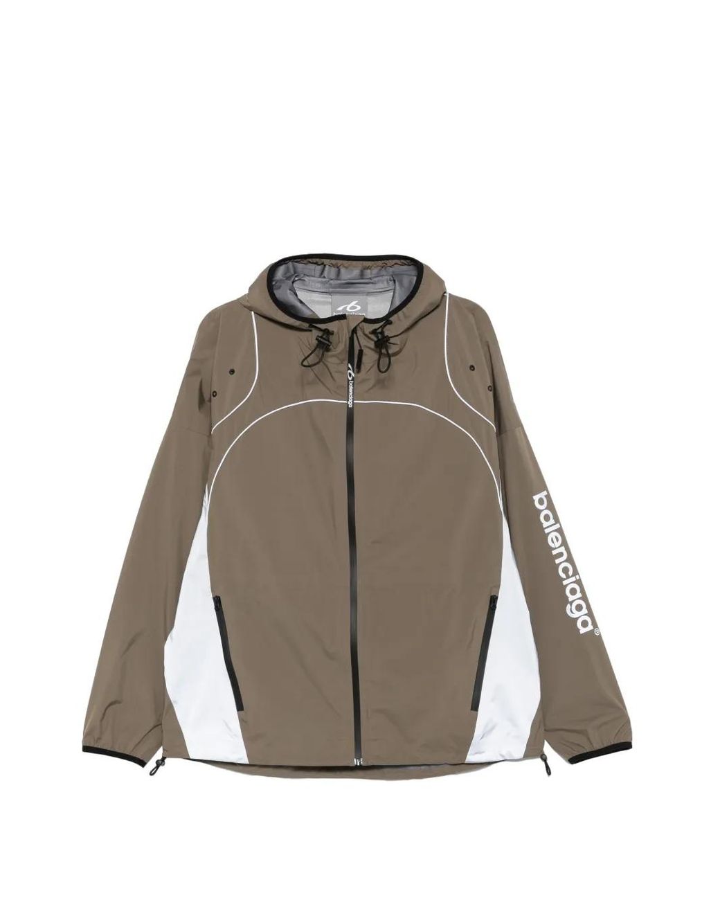 Balenciaga Brown Logo-Print Panelled Jacket