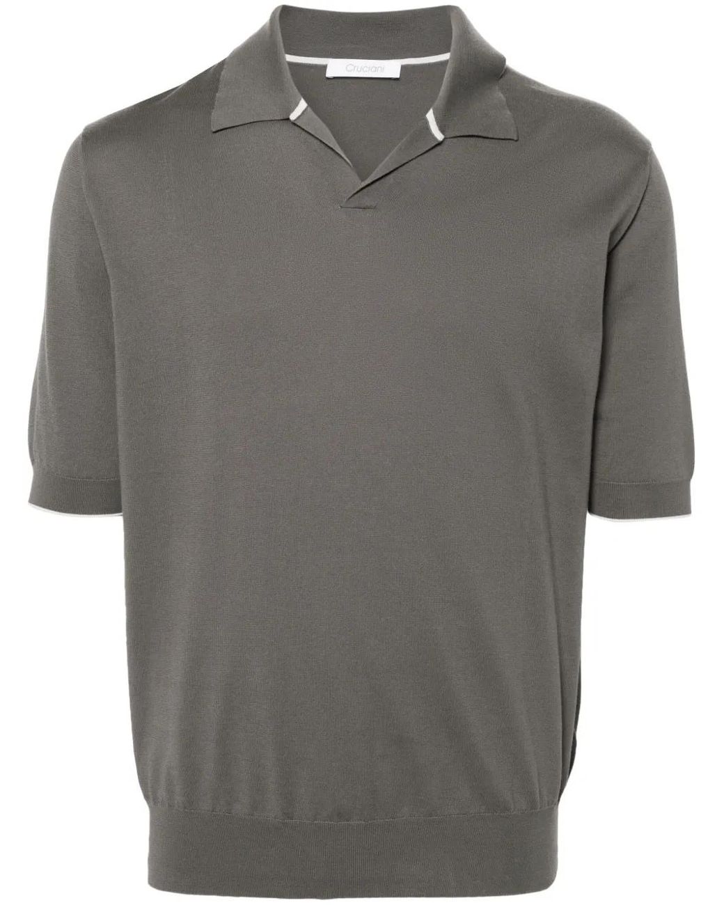 Cruciani Gray Fine-Ribbed Polo Shirt for men
