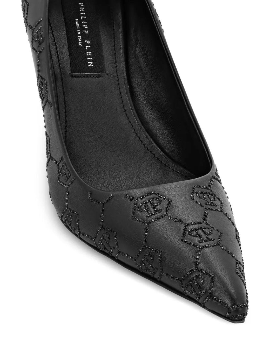 Philipp Plein Black Mid Heel Pumps Monogram Strass