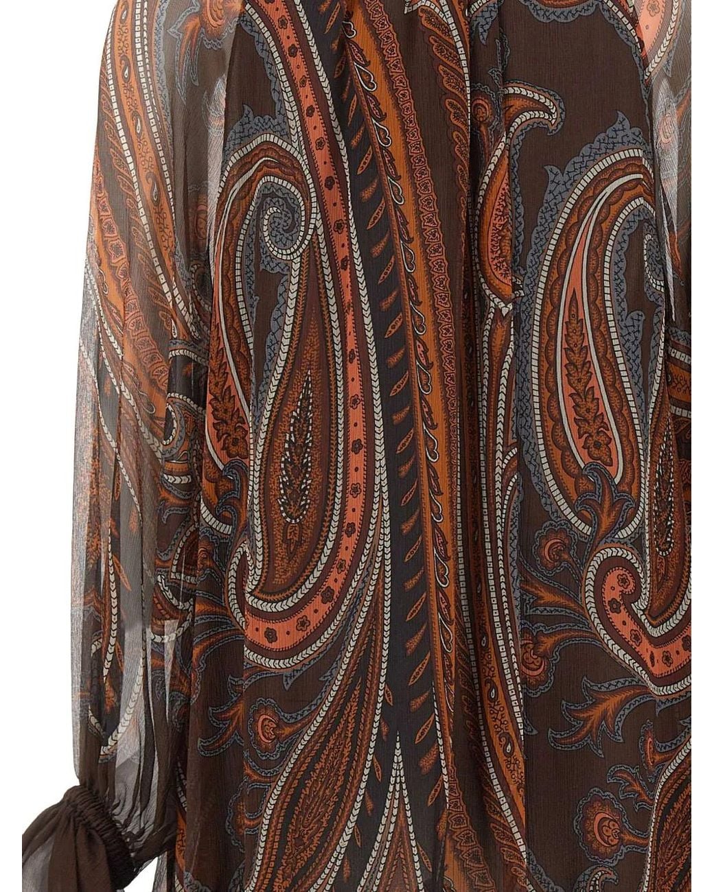 Etro Brown Paisley-Print Ruffled Mini Dress