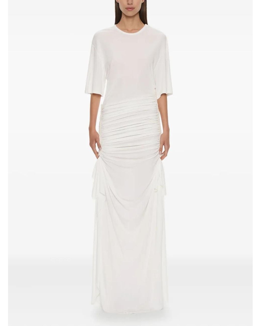Christopher Esber White Shibari Ruched Maxi Dress