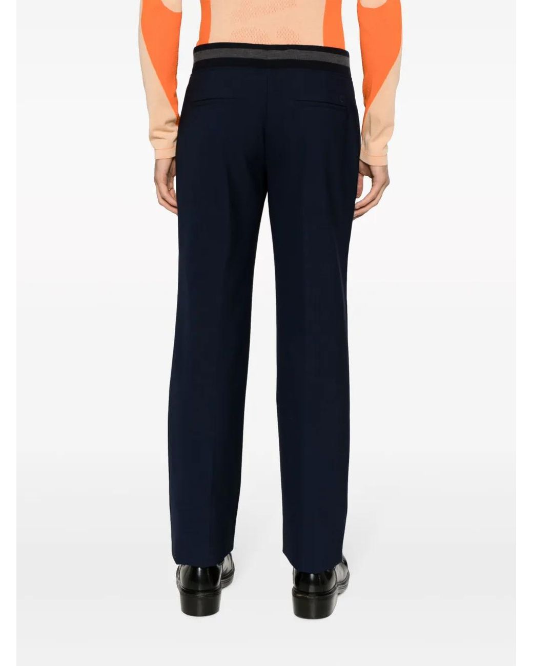 Off-White c/o Virgil Abloh Blue Stripe-Detail Straight-Leg Trousers for men