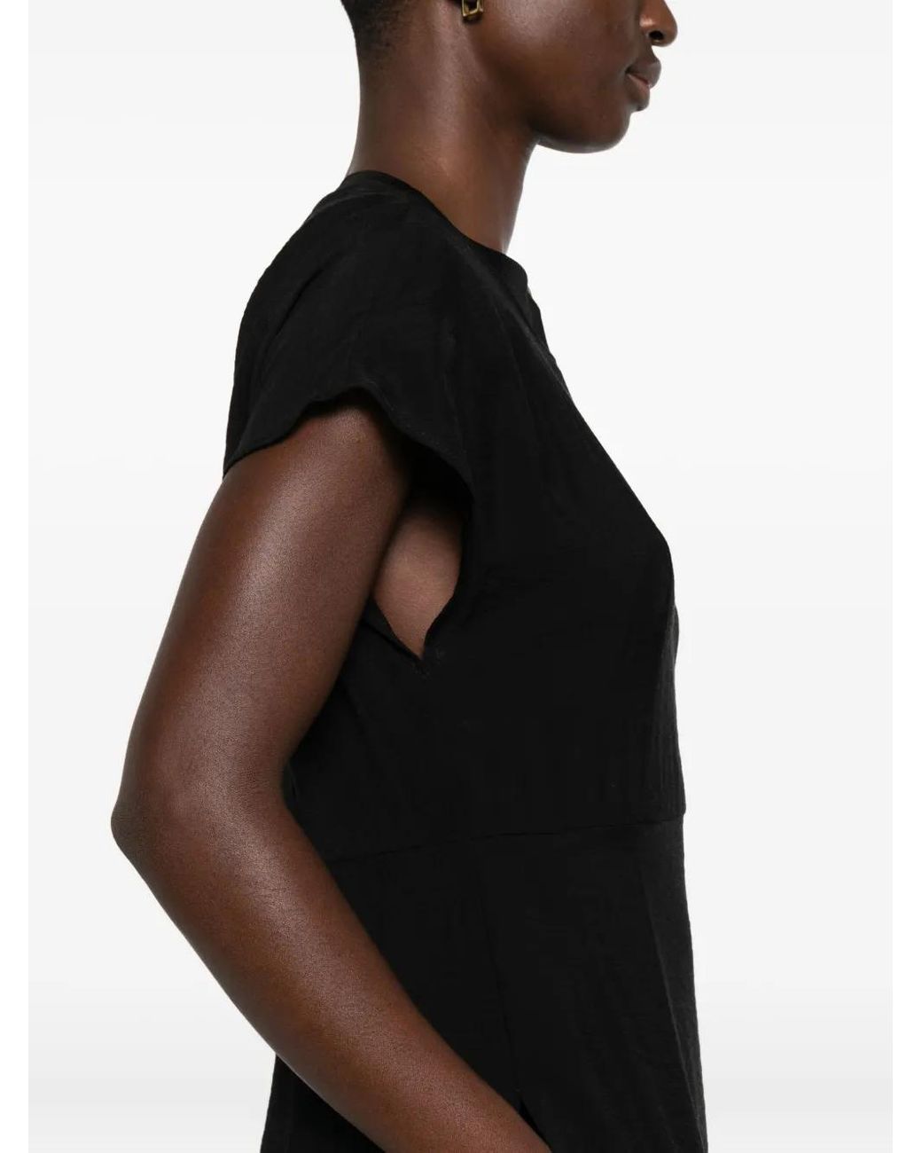 Marc O' Polo Black Cap-Sleeve Flared Midi Dress