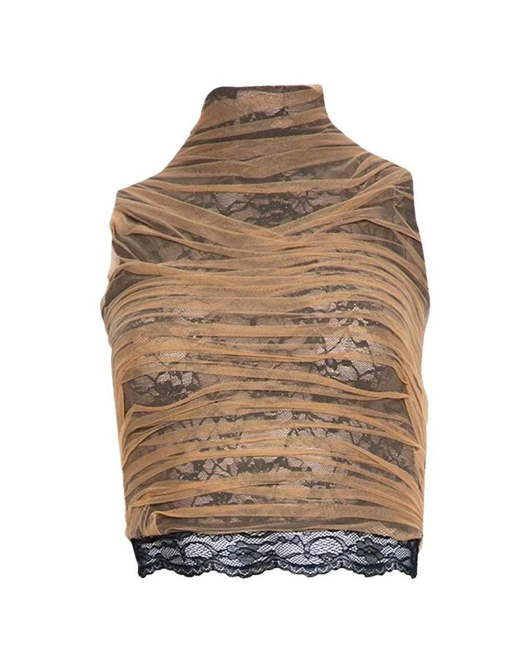 DI PETSA Natural Draped Lace Top