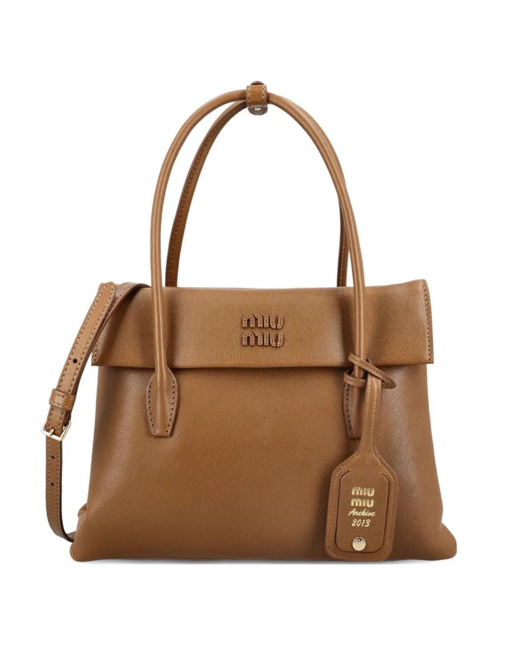 Miu Miu Brown Solitaire Leather Tote Bag