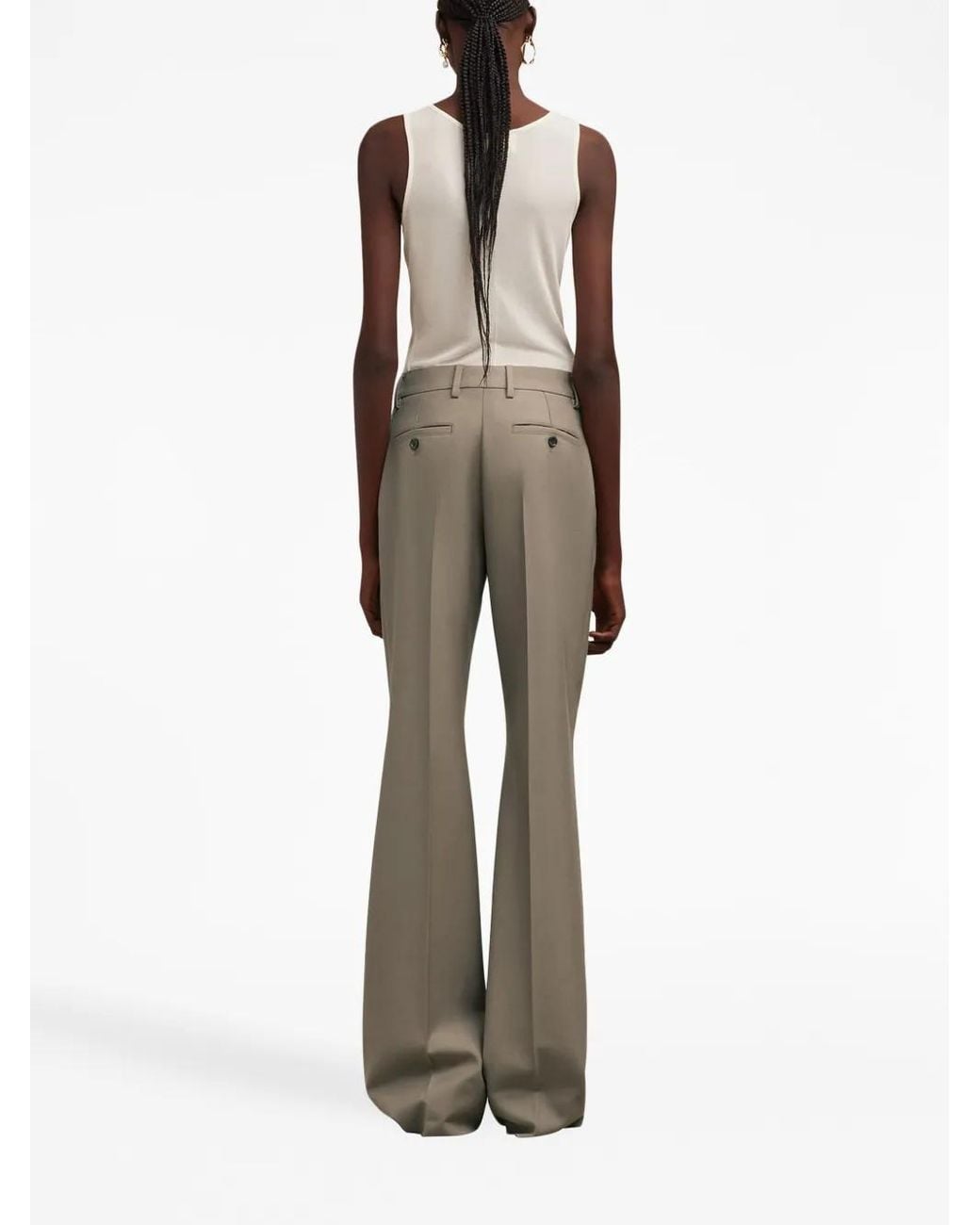 AMI Natural Wide-Leg Virgin-Wool Trousers