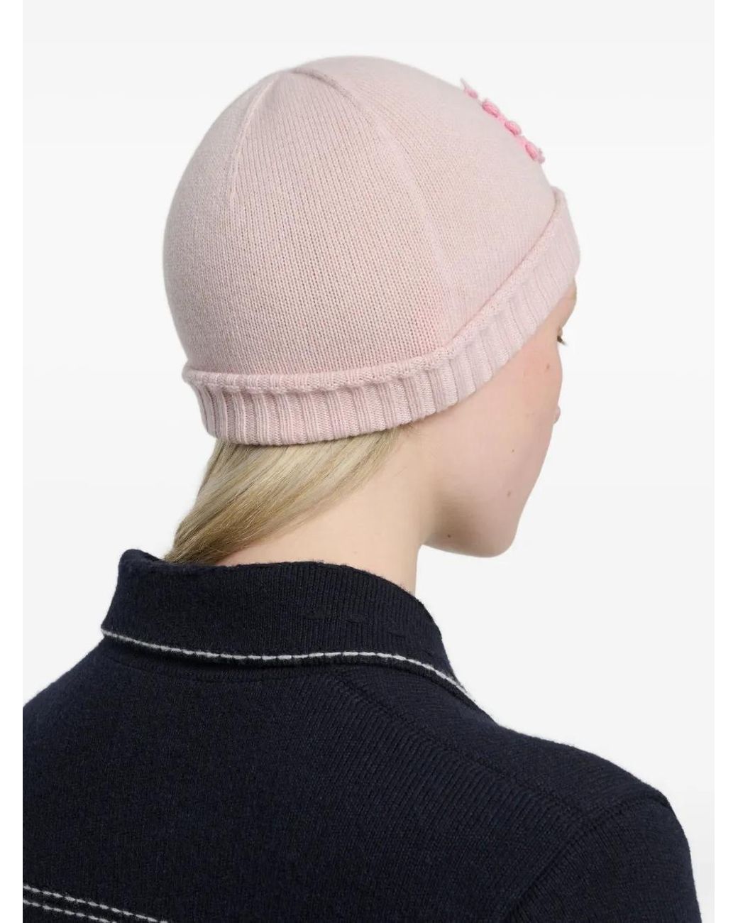 Barrie Pink Cashmere Beanie Hat