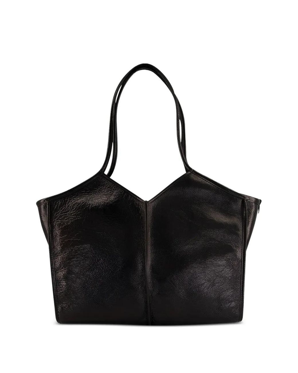 Hereu Black Medium Calella Distressed Leather Tote Bag