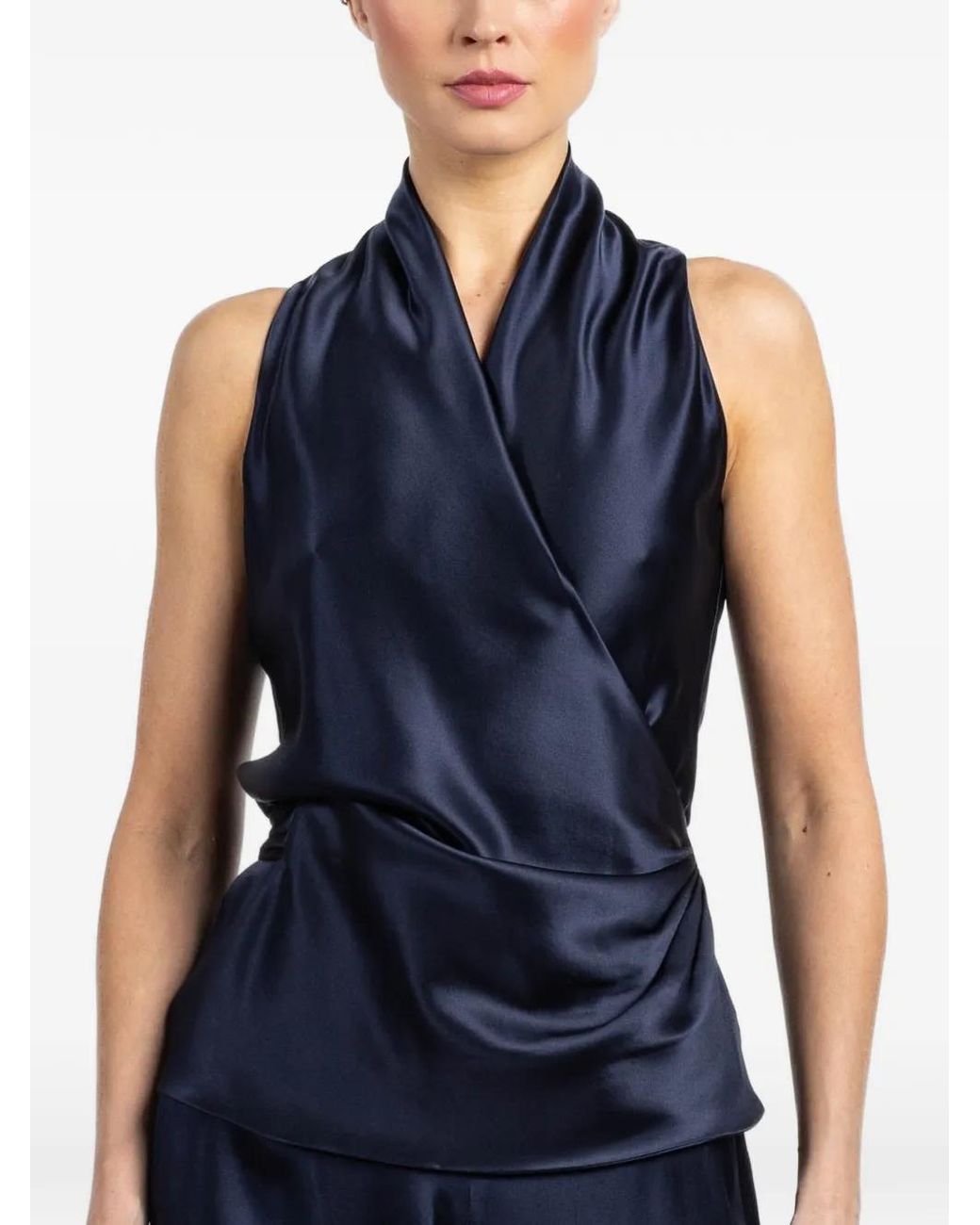 Peter Cohen Blue Wrap Tie Top