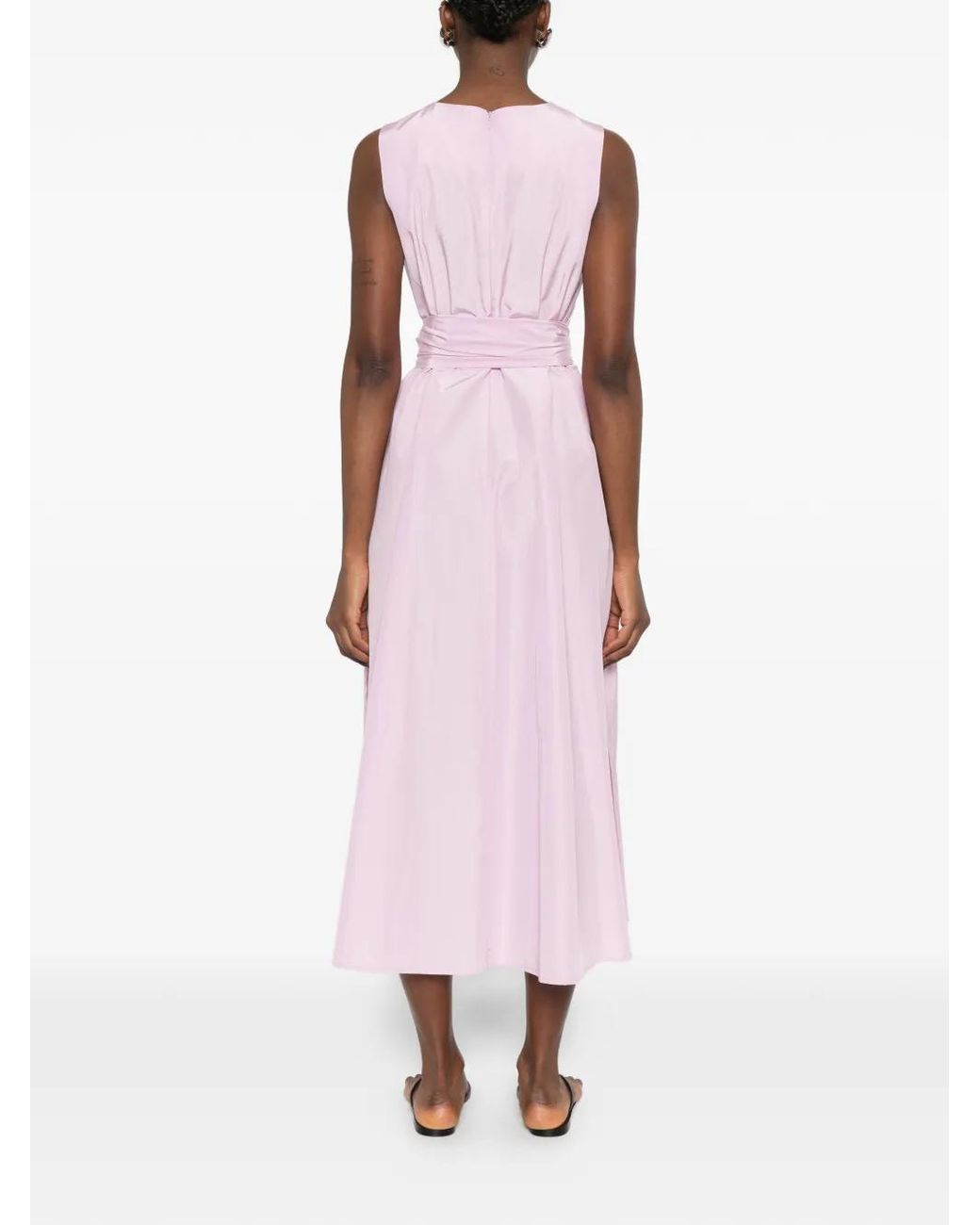 ROSSO35 Pink Belted Sleeveless Midi Dress