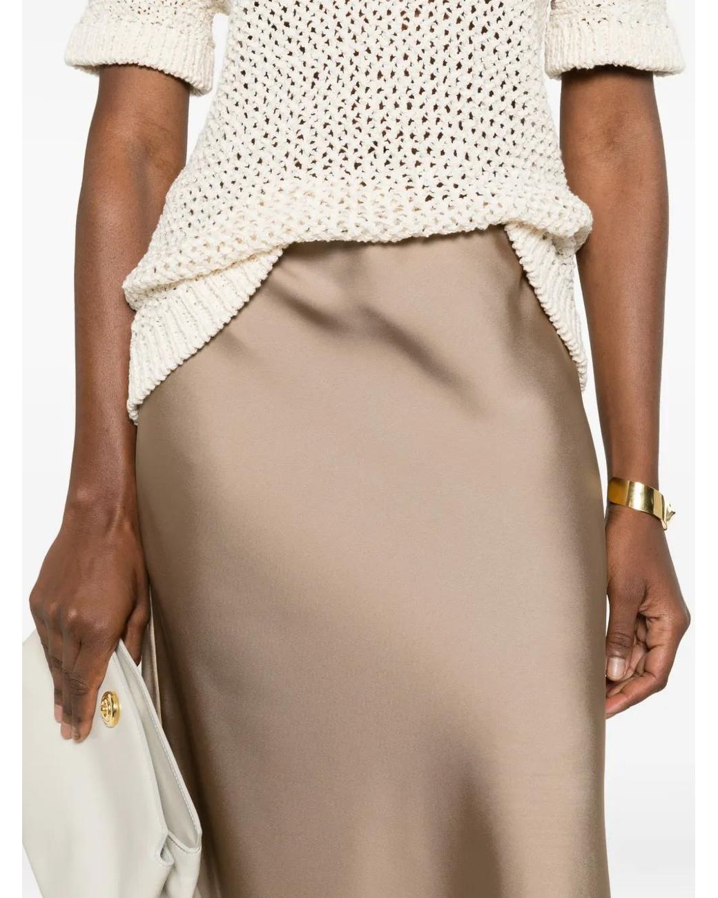 Pennyblack Natural Filovia Satin-Finish High-Waisted Skirt