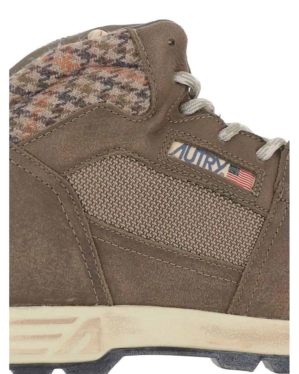 Autry Brown Houndstooth Panel Boots for men