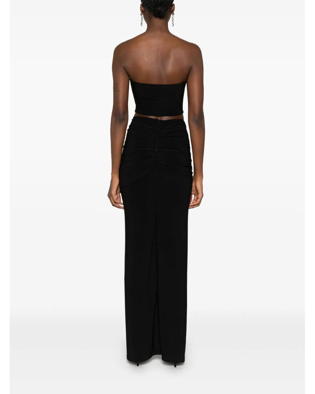 Nissa Black Floral-Appliqué Skirt Set