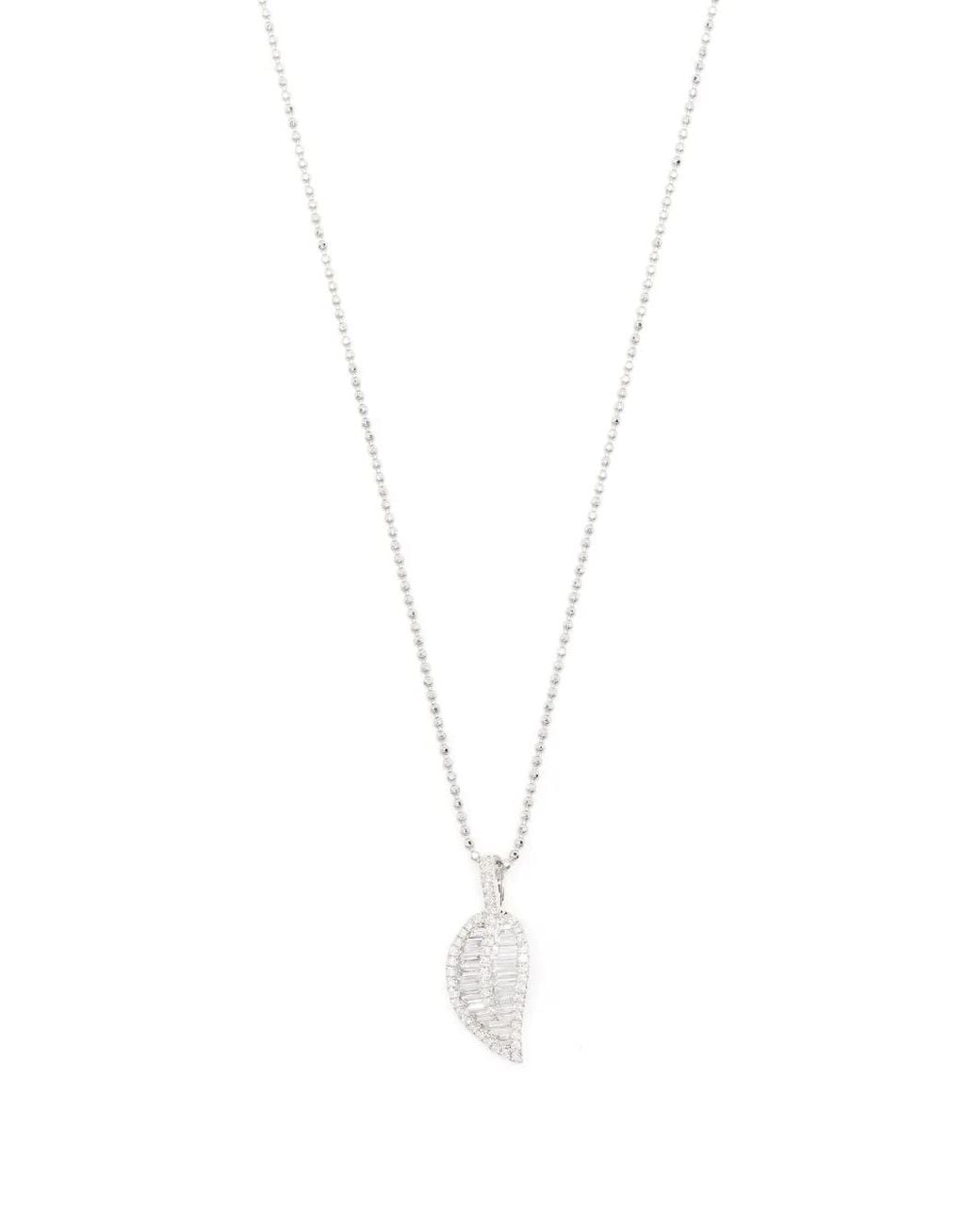 Anita Ko White 18Kt Diamond Palm Leaf Necklace