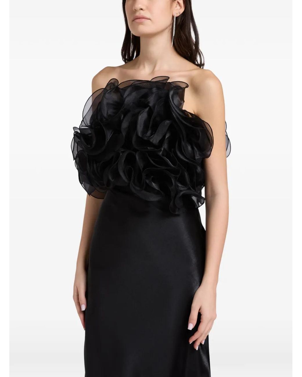 L'idée Black Cou Cou Ruffled Strapless Top