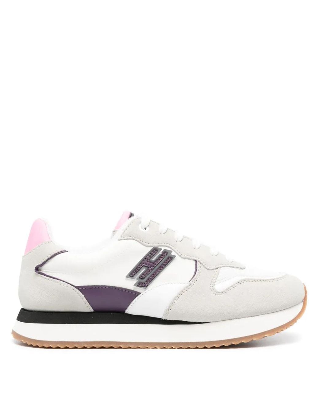 HIDE & JACK White Panelled Logo-Patch Sneakers