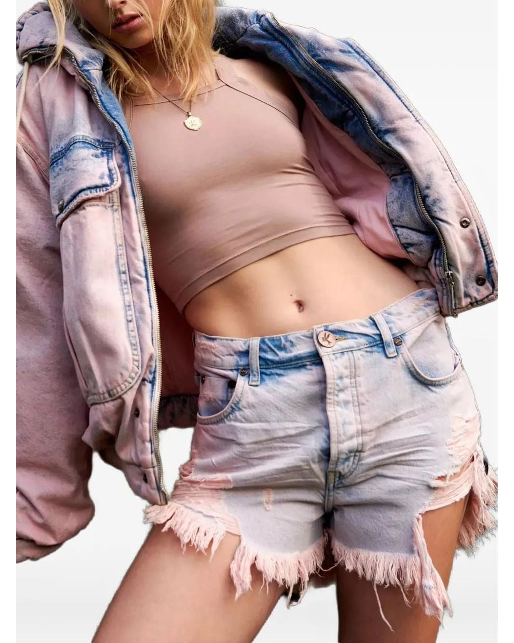 One Teaspoon Pink Outlaws Denim Shorts