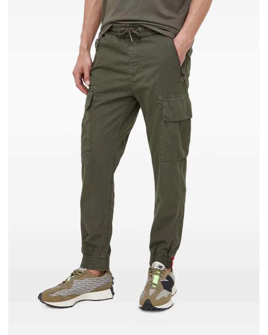 Alpha Industries Green Ripstop-Texture Cargo Pants for men