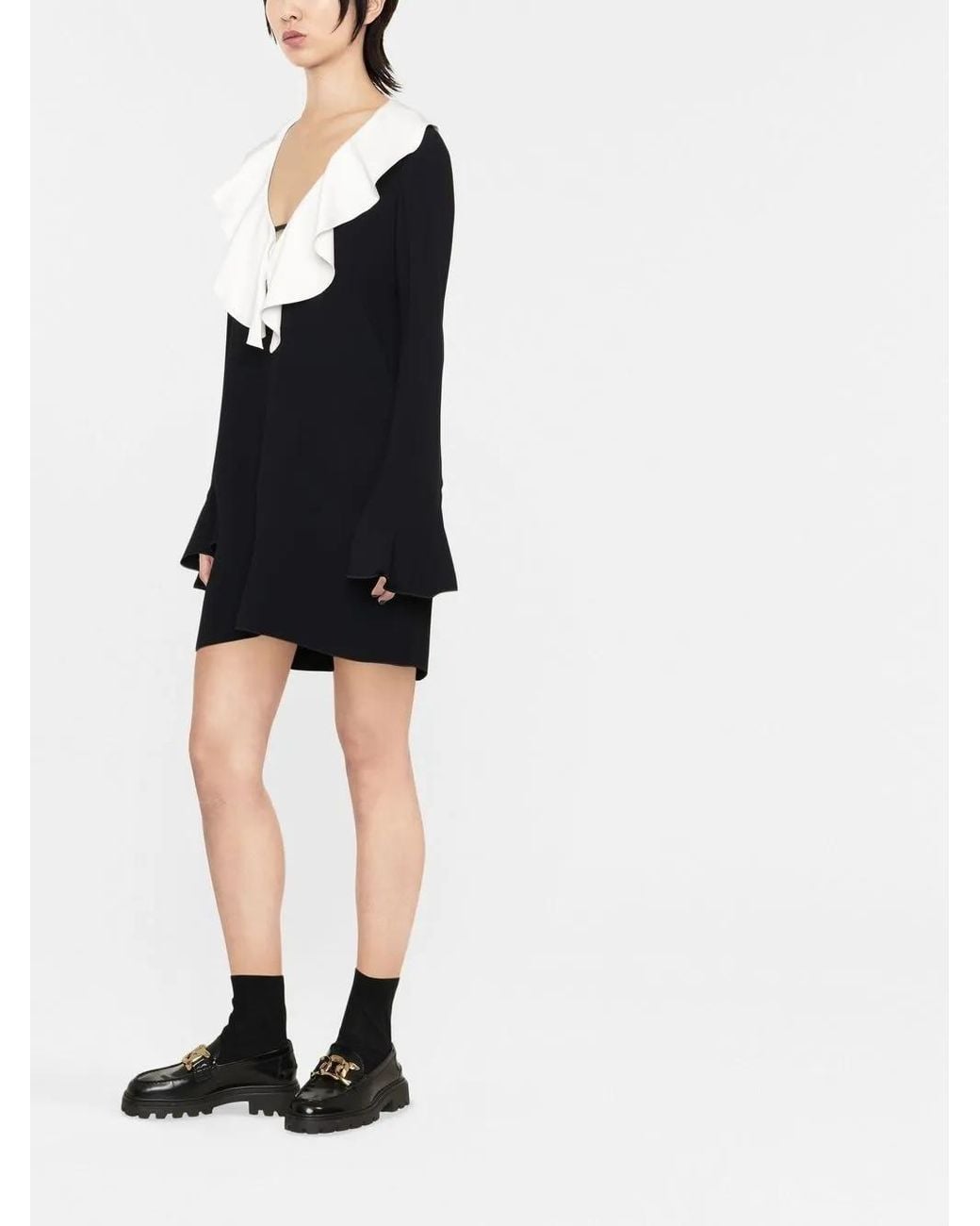 N°21 Black V-Neck Ruffle-Detail Dress