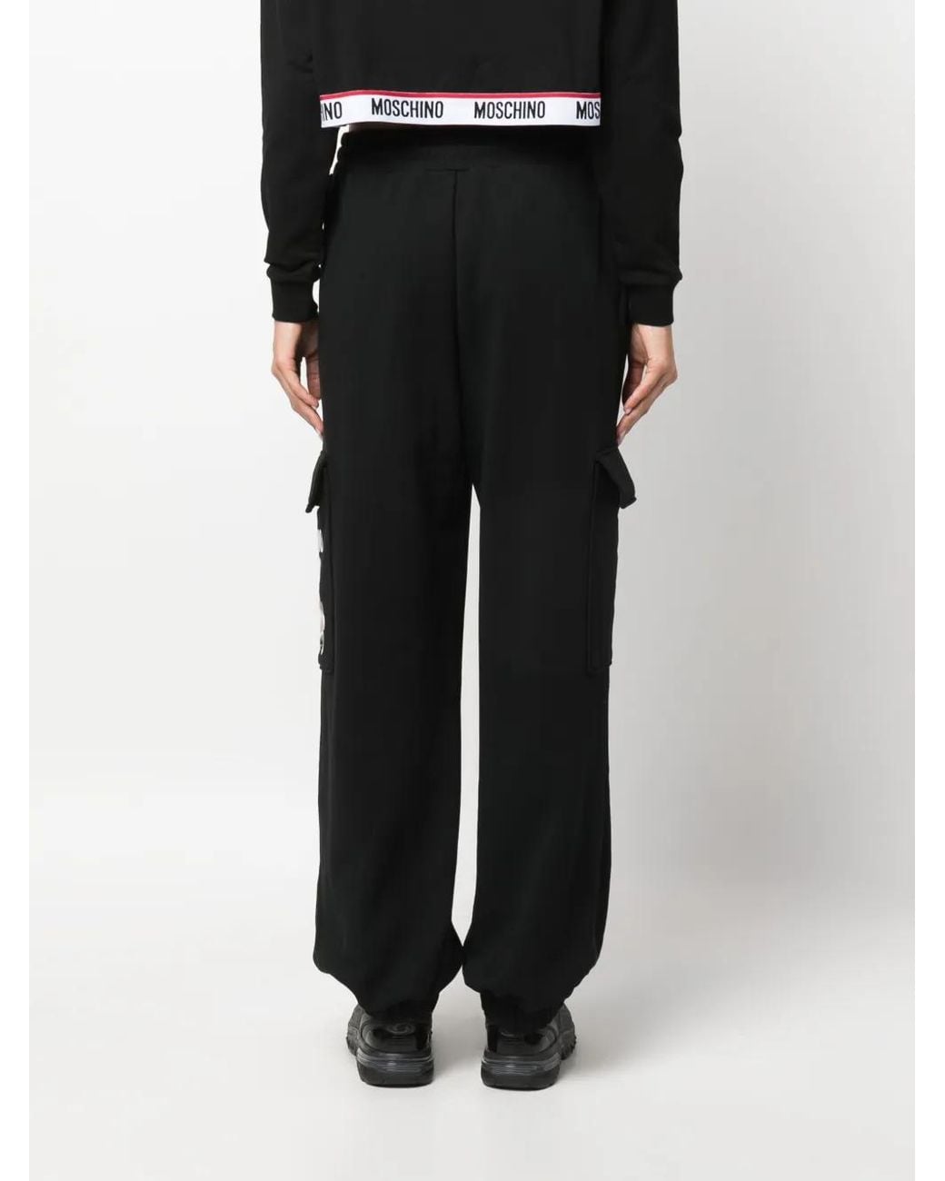 Moschino Black Teddy Bear Organic Cotton Track Pants