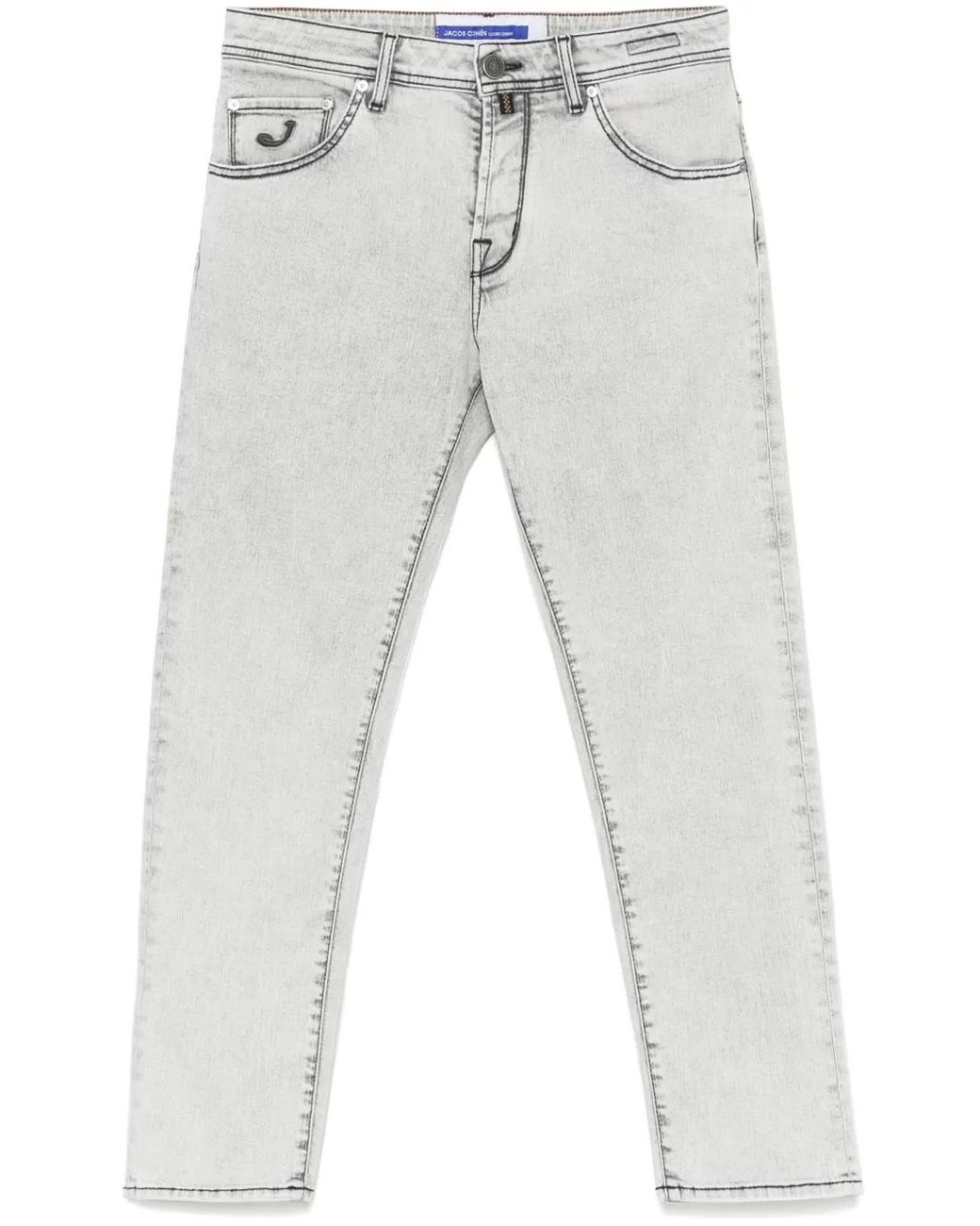 Jacob Cohen Gray Logo-Embroidered Jeans for men