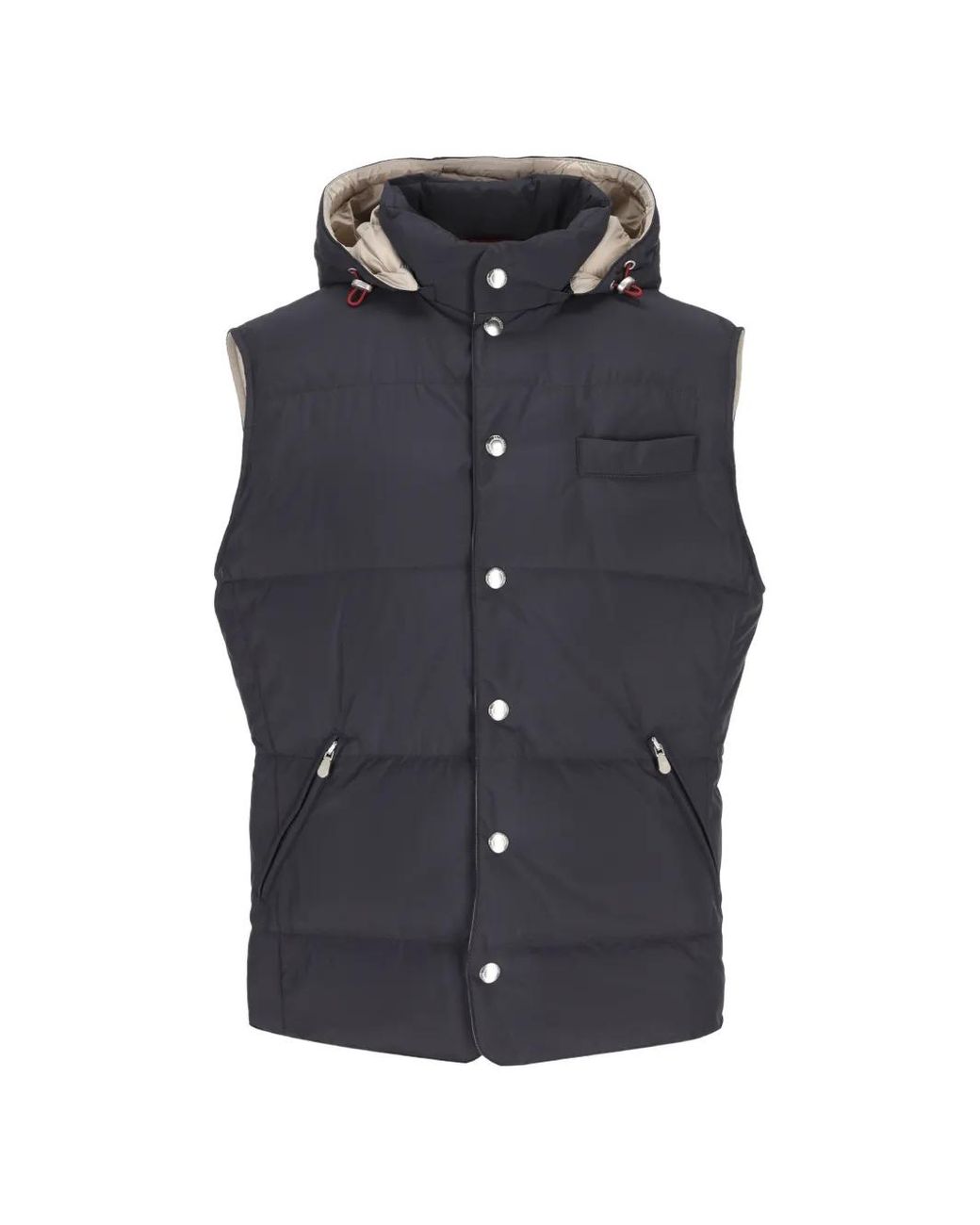 Brunello Cucinelli Blue Hooded Padded Gilet for men