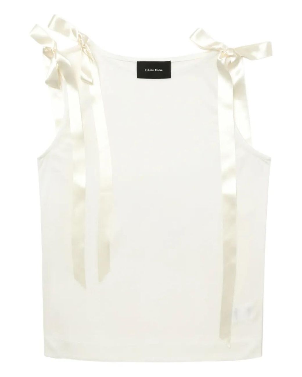 Simone Rocha White Ribbon-Detail Sleeveless Top