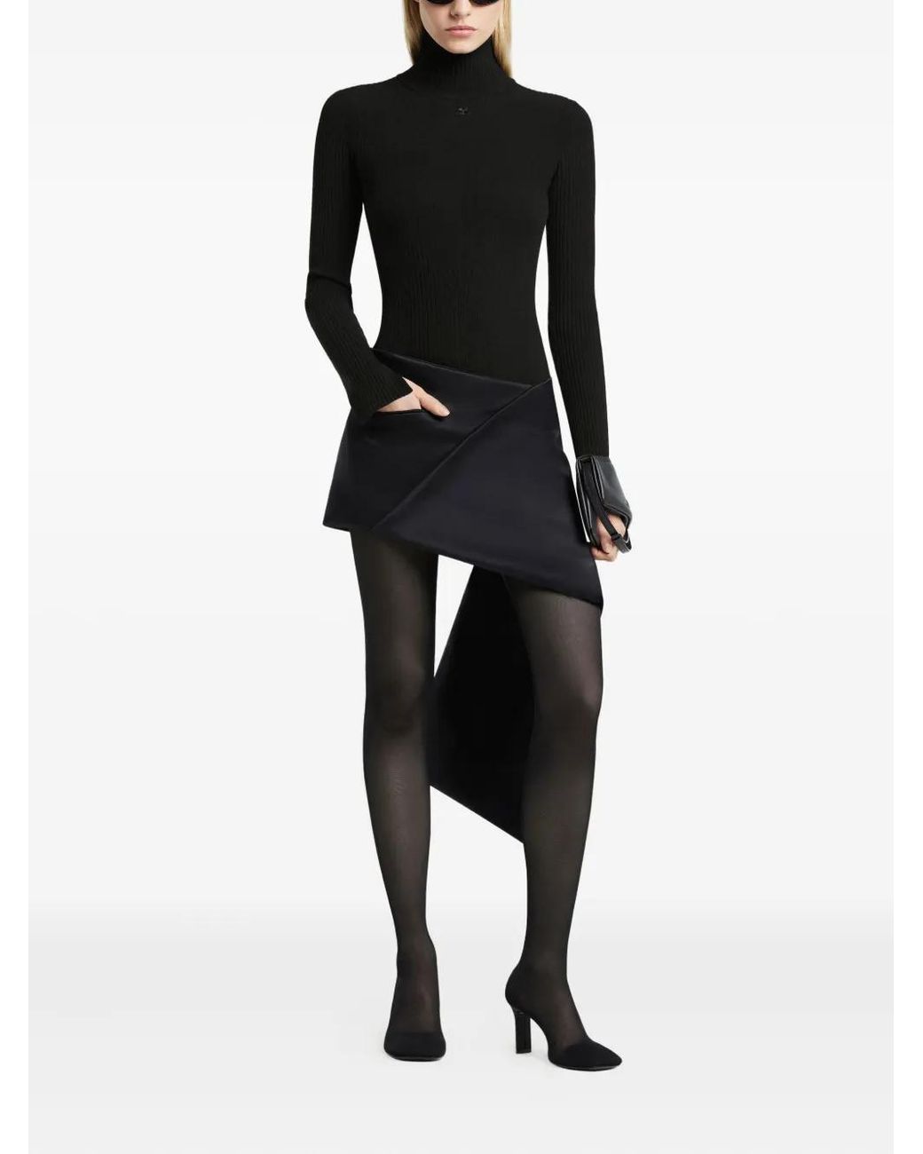 Courreges Black Ribbed Bodysuit