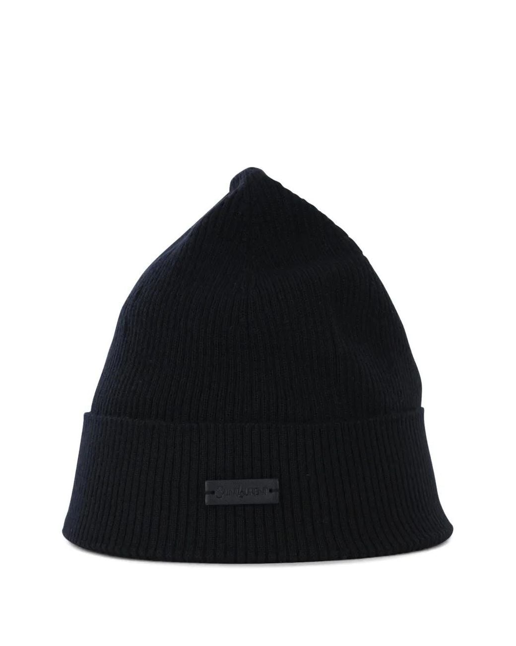 Saint Laurent Black Gerippte Beanie